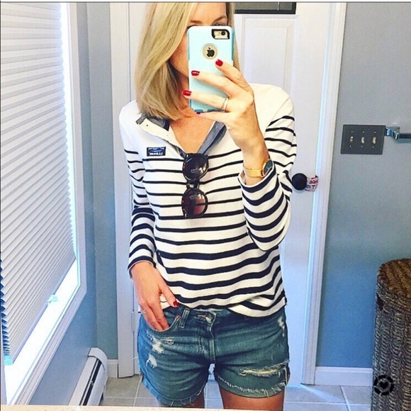 L.L. Bean Navy Striped Rugby Pullover - Picture 5 of 5